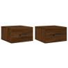 Brown Oak Wall-Mounted Bedside Cabinets - 2 pcs | HipoMarket