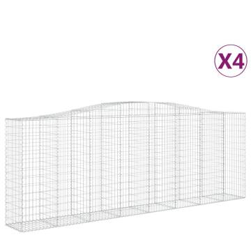 Arched Gabion Baskets - 4 pcs Galvanised Iron Garden Barriers