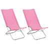 Folding Beach Chairs 2 pcs Pink Fabric Colour pink Quantity in Package 2 Number of 1 