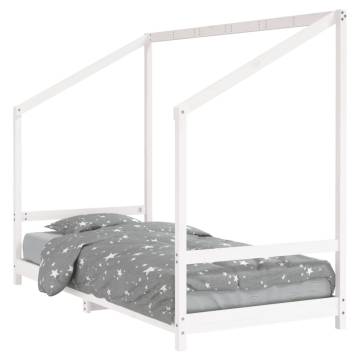 Kids Bed Frame White 90x200 cm - Solid Pine Wood for Comfort