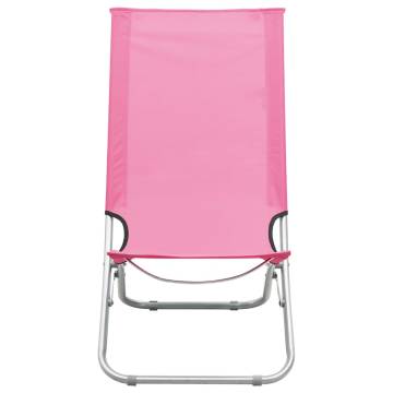 Folding Beach Chairs 2 pcs Pink Fabric - Relax in Style