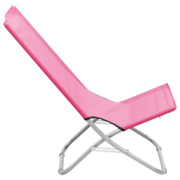 Folding Beach Chairs 2 pcs Pink Fabric - Relax in Style