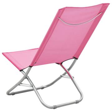 Folding Beach Chairs 2 pcs Pink Fabric - Relax in Style