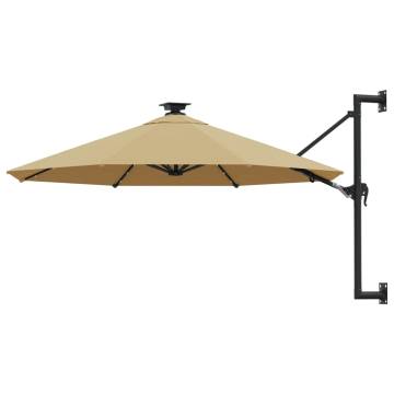 Wall-Mounted Parasol with LEDs - 300 cm Taupe | Hipo Market