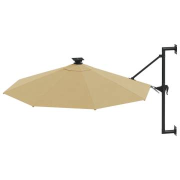 Wall-Mounted Parasol with LEDs - 300 cm Taupe | Hipo Market