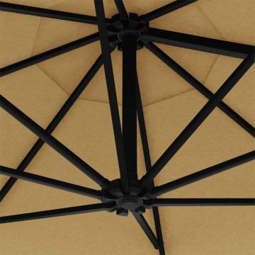 Wall-Mounted Parasol with LEDs - 300 cm Taupe | Hipo Market