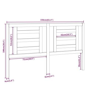 Stylish White Bed Headboard - Solid Pine Wood - 156x4x100 cm