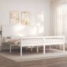 Stylish White Bed Frame with Headboard - 200x200 cm