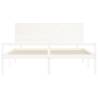 Stylish White Bed Frame with Headboard - 200x200 cm