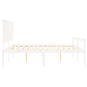 Stylish White Bed Frame with Headboard - 200x200 cm