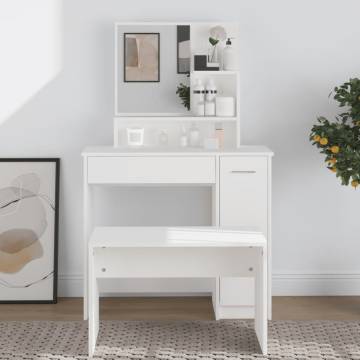 Dressing Table with Mirror - White 86.5x35x136 cm | HipoMarket