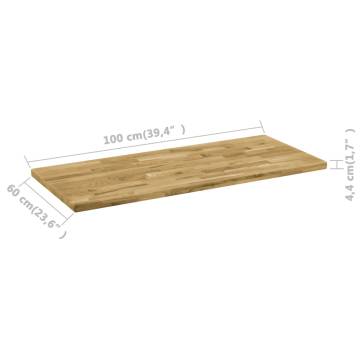 Solid Oak Wood Table Top 100x60 cm - Rustic Charm