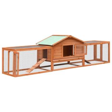 Quality Rabbit Hutch | Solid Pine & Fir Wood 310x70x87 cm