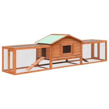 Quality Rabbit Hutch | Solid Pine & Fir Wood 310x70x87 cm