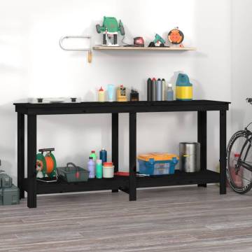 Sturdy Black Work Bench - Durable Pine | 180x50x80 cm