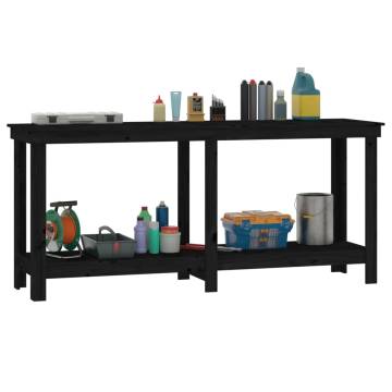 Sturdy Black Work Bench - Durable Pine | 180x50x80 cm