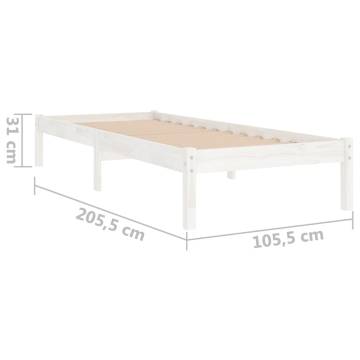 White Solid Pine Bed Frame 100x200 cm - Stylish & Durable