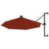 Wall-Mounted Parasol with LEDs & Metal Pole - 300 cm Terracotta