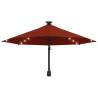 Wall-Mounted Parasol with LEDs & Metal Pole - 300 cm Terracotta