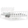 White Bed Frame with Headboard 140x190 cm Solid Wood