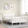 White Bed Frame with Headboard 140x190 cm Solid Wood