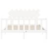 White Bed Frame with Headboard 140x190 cm Solid Wood