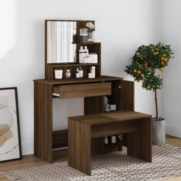 Dressing Table Set Brown Oak - Stylish & Functional | HipoMarket