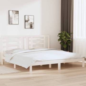 White Solid Wood Pine Bed Frame 200x200 cm - Hipomarket