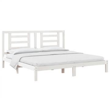 White Solid Wood Pine Bed Frame 200x200 cm - Hipomarket