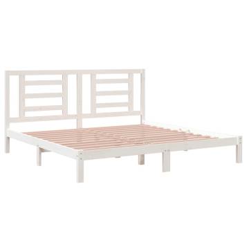 White Solid Wood Pine Bed Frame 200x200 cm - Hipomarket