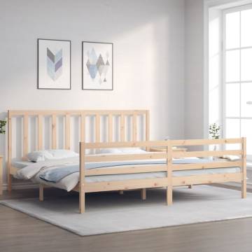 Solid Wood Bed Frame with Headboard 200x200 cm | Hipomarket