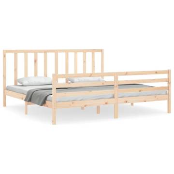 Solid Wood Bed Frame with Headboard 200x200 cm | Hipomarket