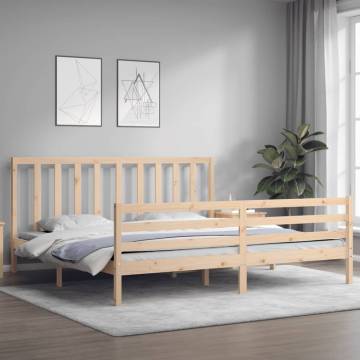 Solid Wood Bed Frame with Headboard 200x200 cm | Hipomarket