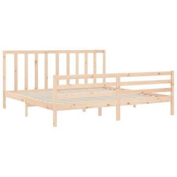 Solid Wood Bed Frame with Headboard 200x200 cm | Hipomarket