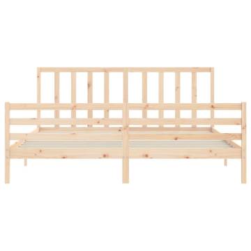 Solid Wood Bed Frame with Headboard 200x200 cm | Hipomarket