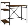 Brown Oak Desk with Shelves - Industrial Style 105x50x90 cm