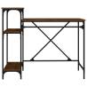 Brown Oak Desk with Shelves - Industrial Style 105x50x90 cm