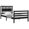 Stylish Black Bed Frame with Headboard - 100x200 cm Pine Wood