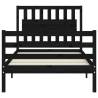 Stylish Black Bed Frame with Headboard - 100x200 cm Pine Wood