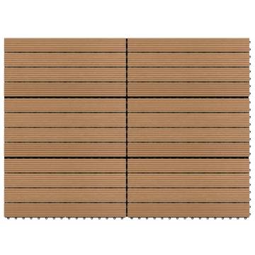 Decking Tiles 6 pcs WPC 60x30 cm 1.08 m² Brown - Hipomarket