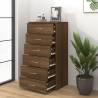 Stylish Brown Oak Sideboard with 6 Drawers - 50x34x96 cm