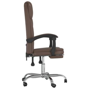 Reclining Office Chair - Brown Faux Leather | Hipomarket