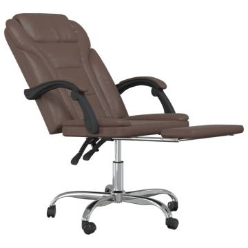 Reclining Office Chair - Brown Faux Leather | Hipomarket