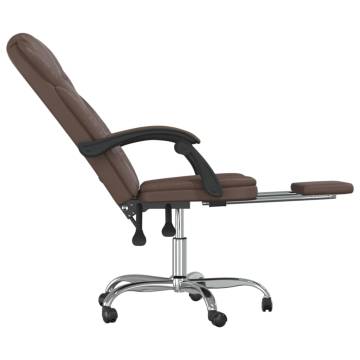 Reclining Office Chair - Brown Faux Leather | Hipomarket