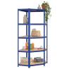 5-Layer Corner Shelf - Blue Steel & Engineered Wood