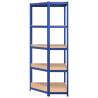 5-Layer Corner Shelf - Blue Steel & Engineered Wood