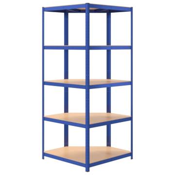 5-Layer Corner Shelf - Blue Steel & Engineered Wood