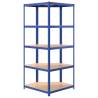 5-Layer Corner Shelf - Blue Steel & Engineered Wood