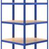 5-Layer Corner Shelf - Blue Steel & Engineered Wood