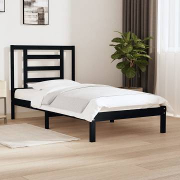 Black Solid Wood Pine Bed Frame 90x190 cm Single - HipoMarket